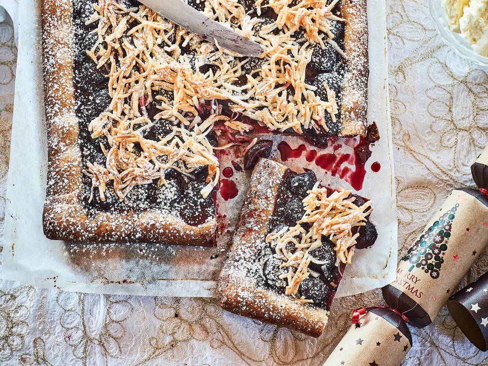 Cherry and coconut tart