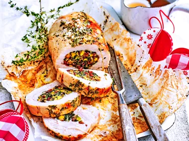 Turkey breast with cranberry and pistachio stuffing