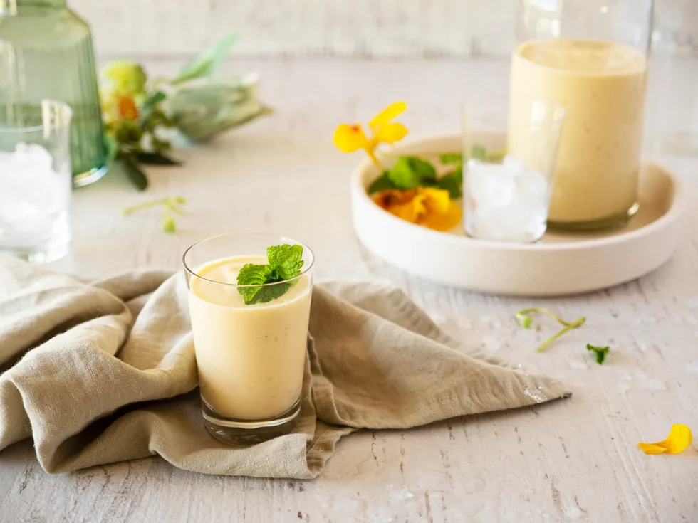 Mango passionfruit and coconut lassi