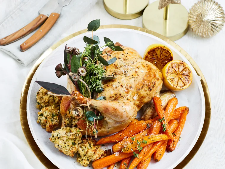 Roast chicken with lemon herb stuffing