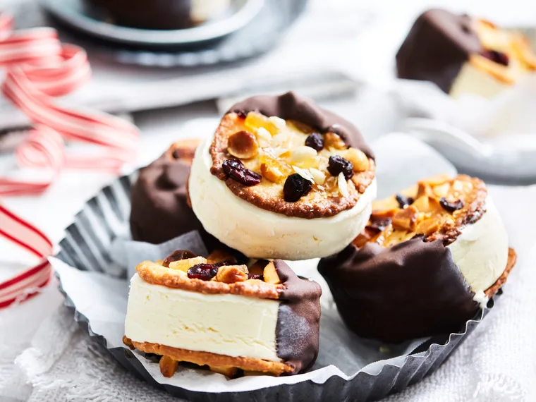 Macadamia Florentine ice-cream sandwiches