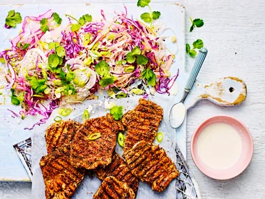 Fennel-rubbed pork with fennel and apple slaw