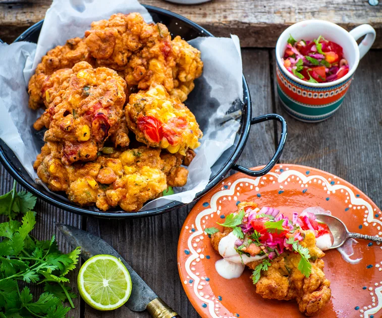 Mexican sweetcorn and tomato hushpuppies