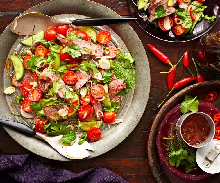 Thai beef salad with chilli lime sauce