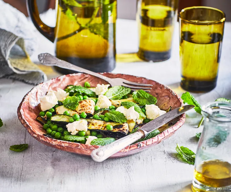 Courgette, pea and buffalo cheese salad