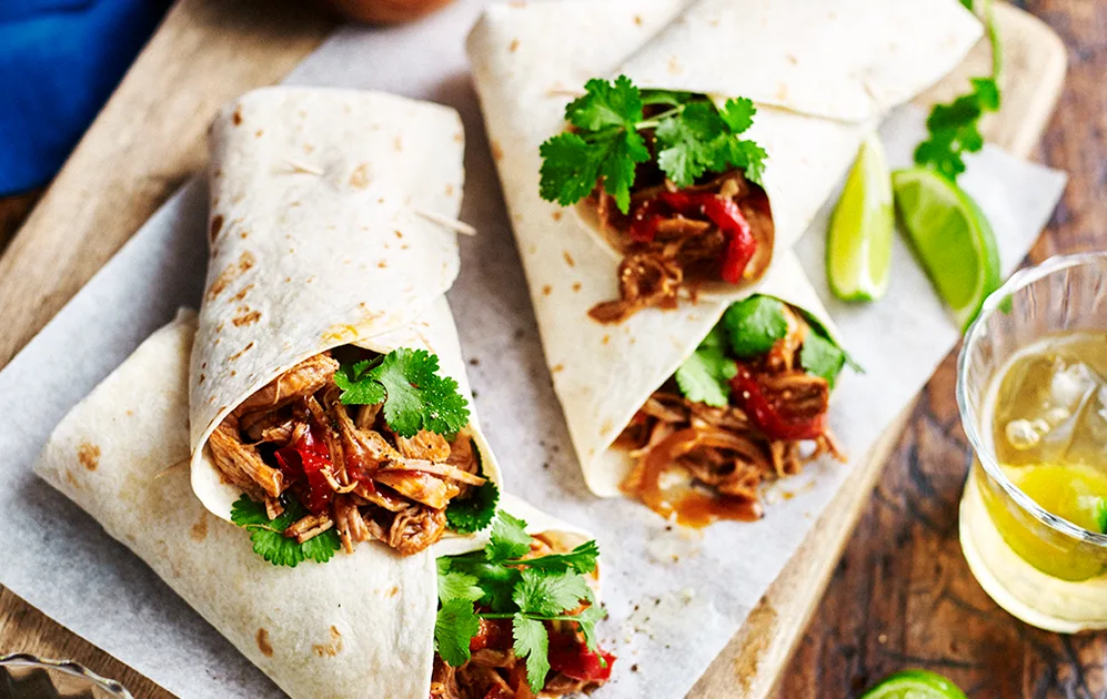 Mexican pull-apart pork burritos