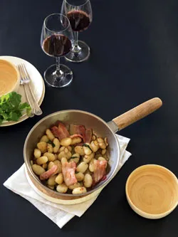 Potato gnocchi with bacon and sage butter