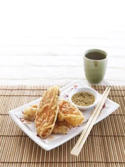 Kumara tempura with dipping sauce