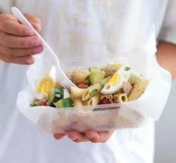 tuna pasta salad with egg and cucumber