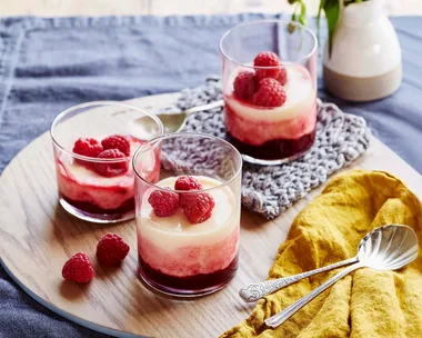 Lemon posset recipe with raspberries by chef Karen Martini