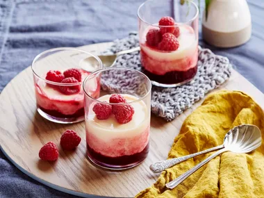 Lemon posset recipe with raspberries by chef Karen Martini