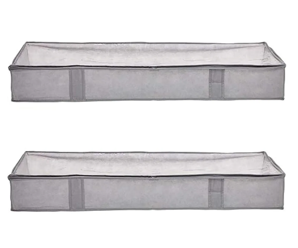 Amazon Basics Under Bed Fabric Storage Container Bags with Window and Handles - 2-Pack, 45 x 106 x 15 cm, grey