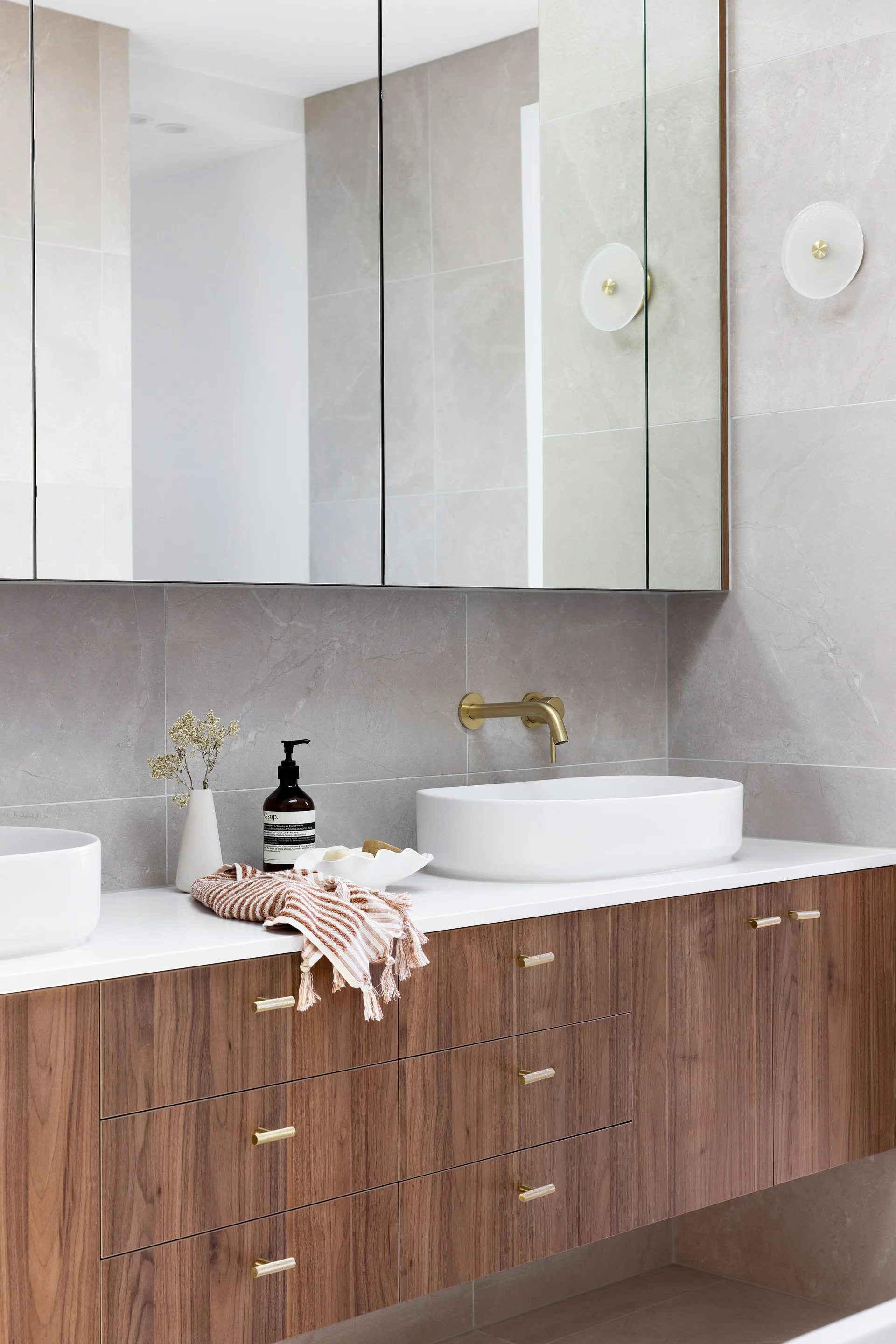 bathroom vanity organised and clutter free