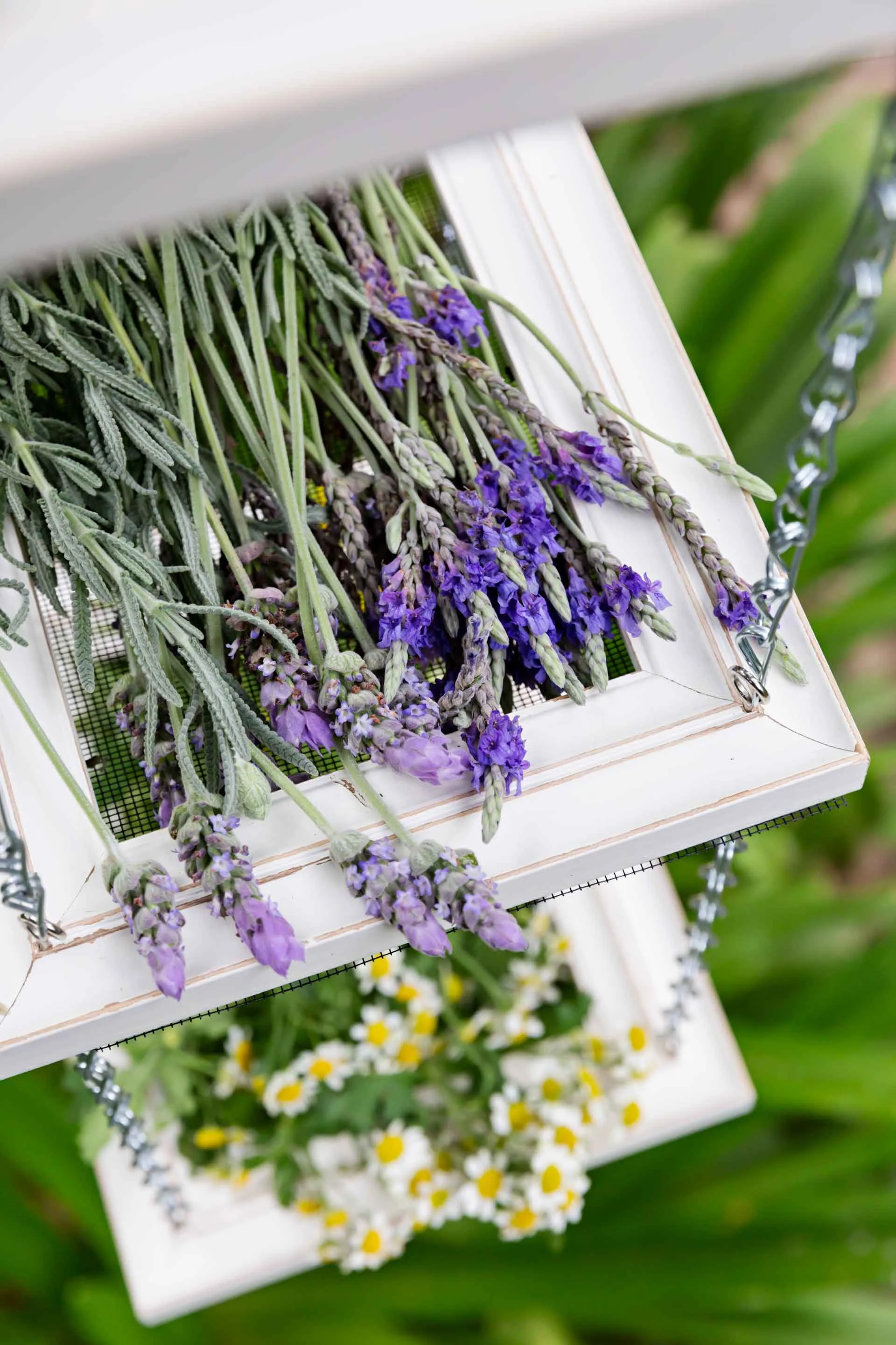 herb and flower drying rack three tiers white frame