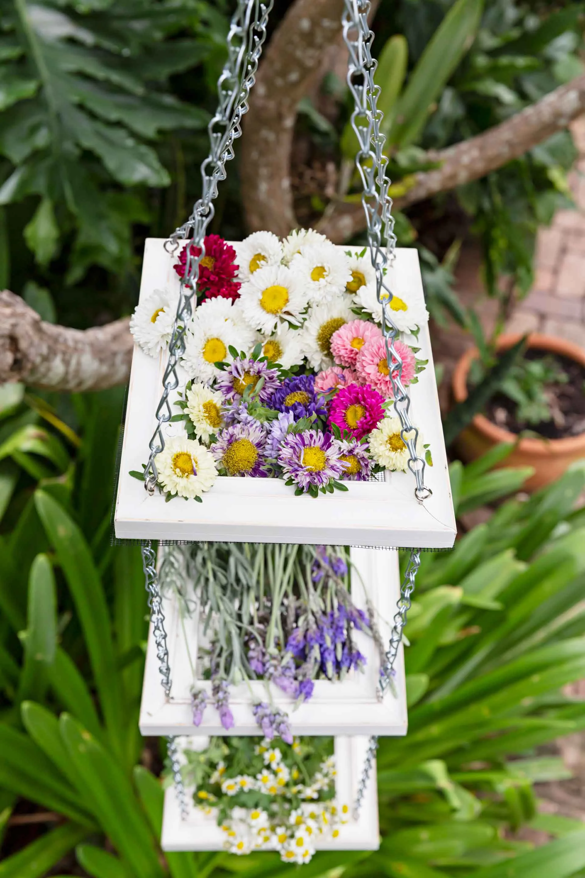 herb and flower drying rack three tiers white frame