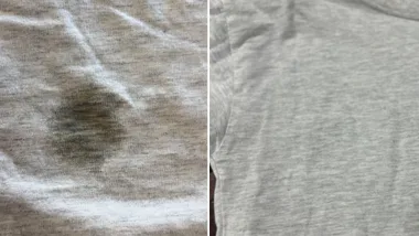 before and after oil stain removed