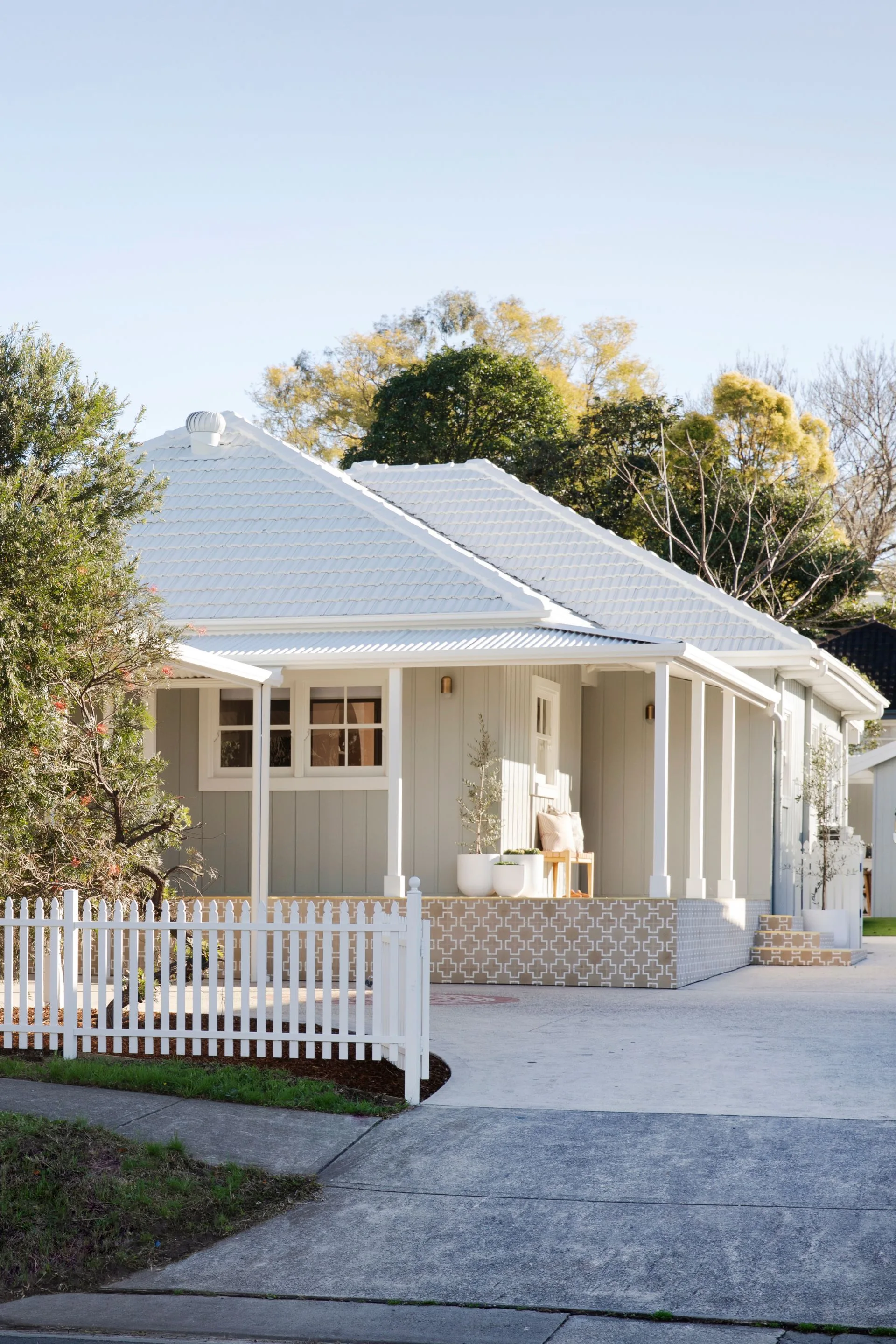 grey green home exterior