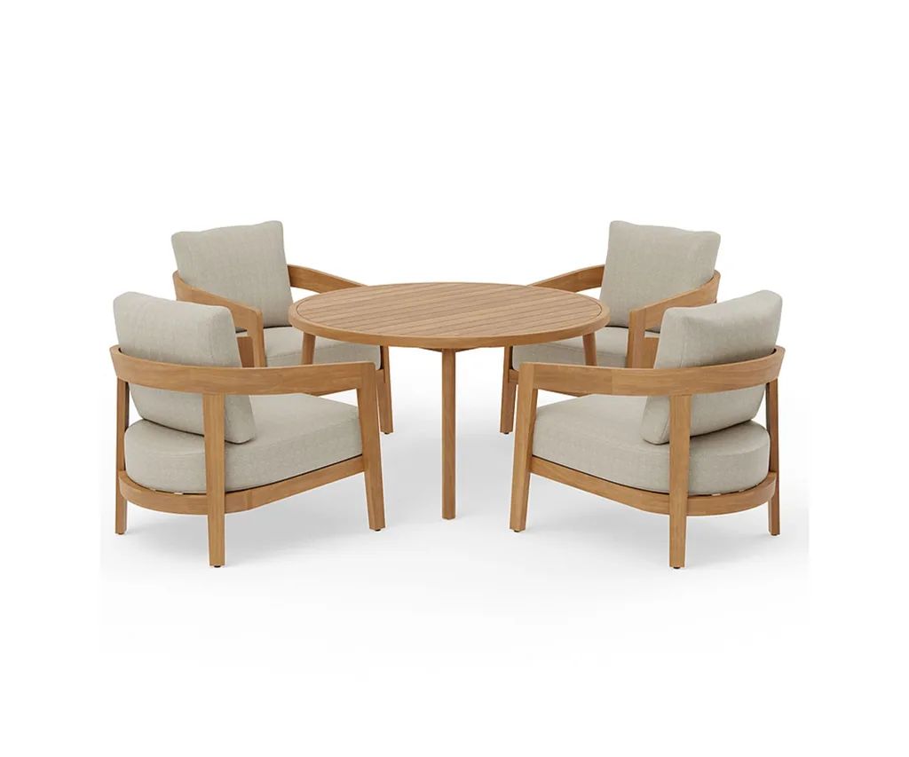 The BOREE Armchair Package with four chairs and a round table.