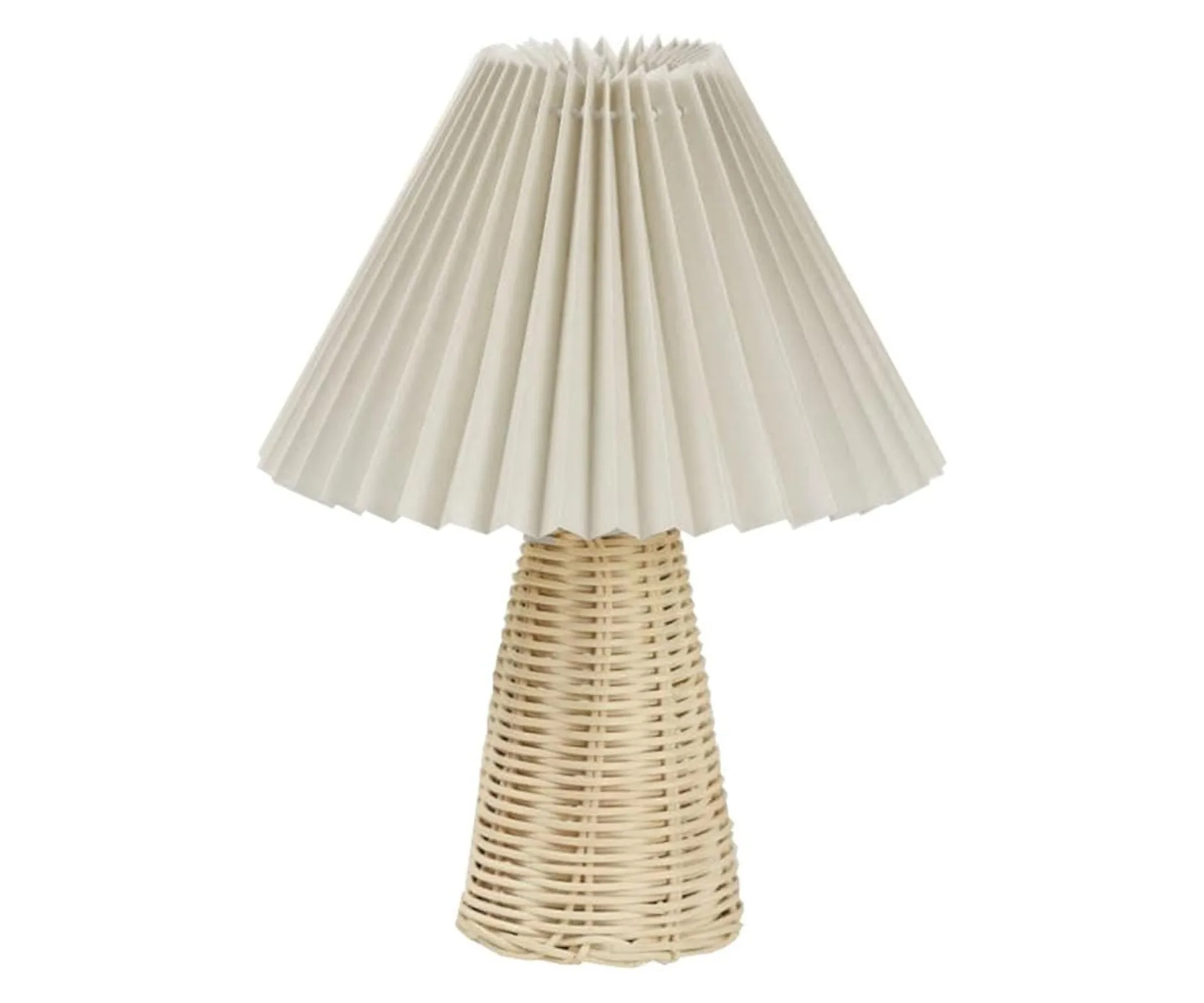 rattan lamp base with fabric lampshade in beige colour