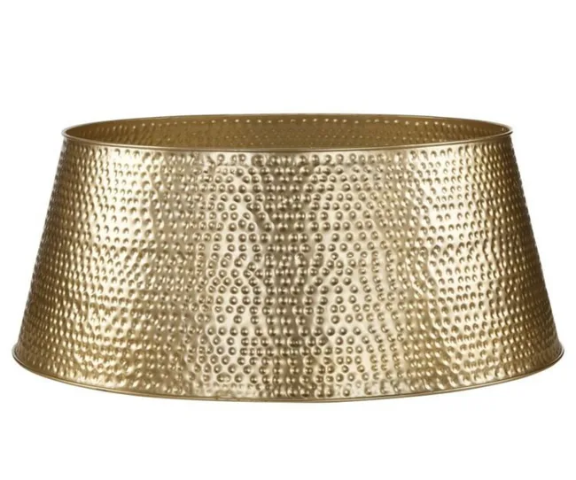 gold bubbled metal tree skirt for christmas tree