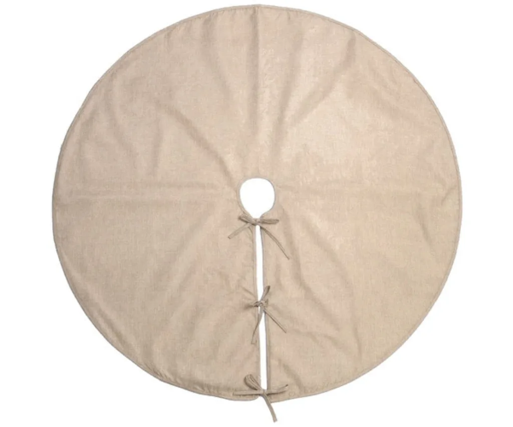 beige linen tree skirt with ribbon ties