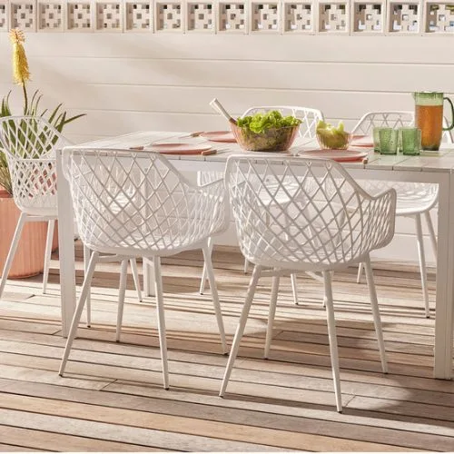 Catalina 6 Seater Outdoor Dining Table Set with Rhodes Outdoor Carver Chairs