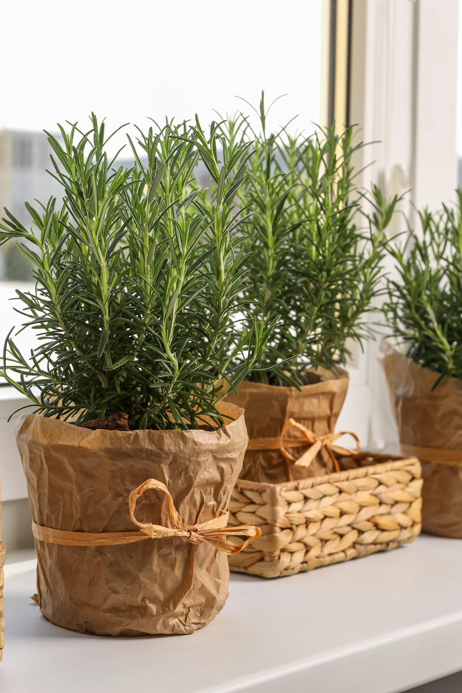 rosemary plants in pots