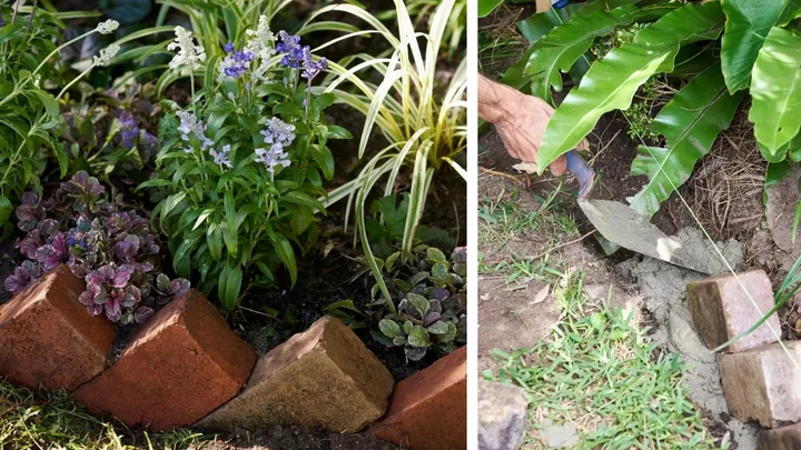 Saw tooth brick garden edging