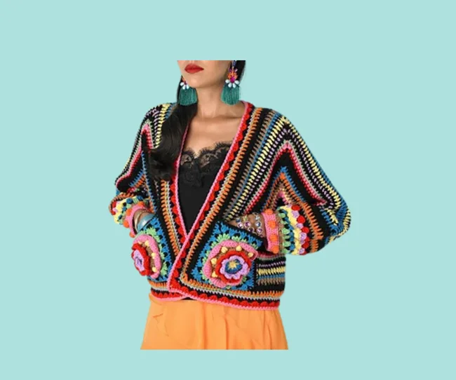Blooming Bomber crochet Jacket