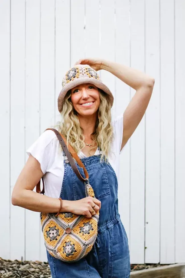 crochet granny square bucket hat