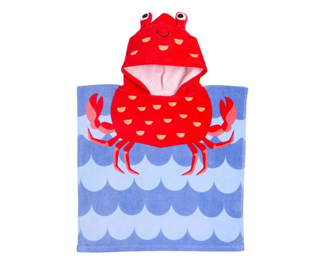 kids crab beach towel poncho