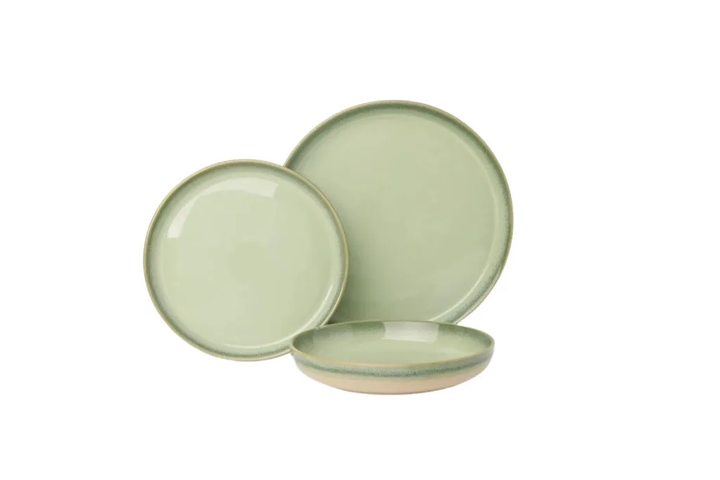 Australian House & Garden Esperance Celadon Wiped Edge 12pc Dinner Set in Green.