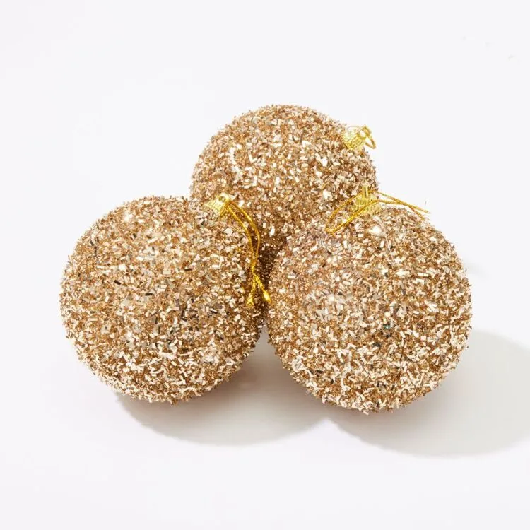 glitter gold christmas baubles
