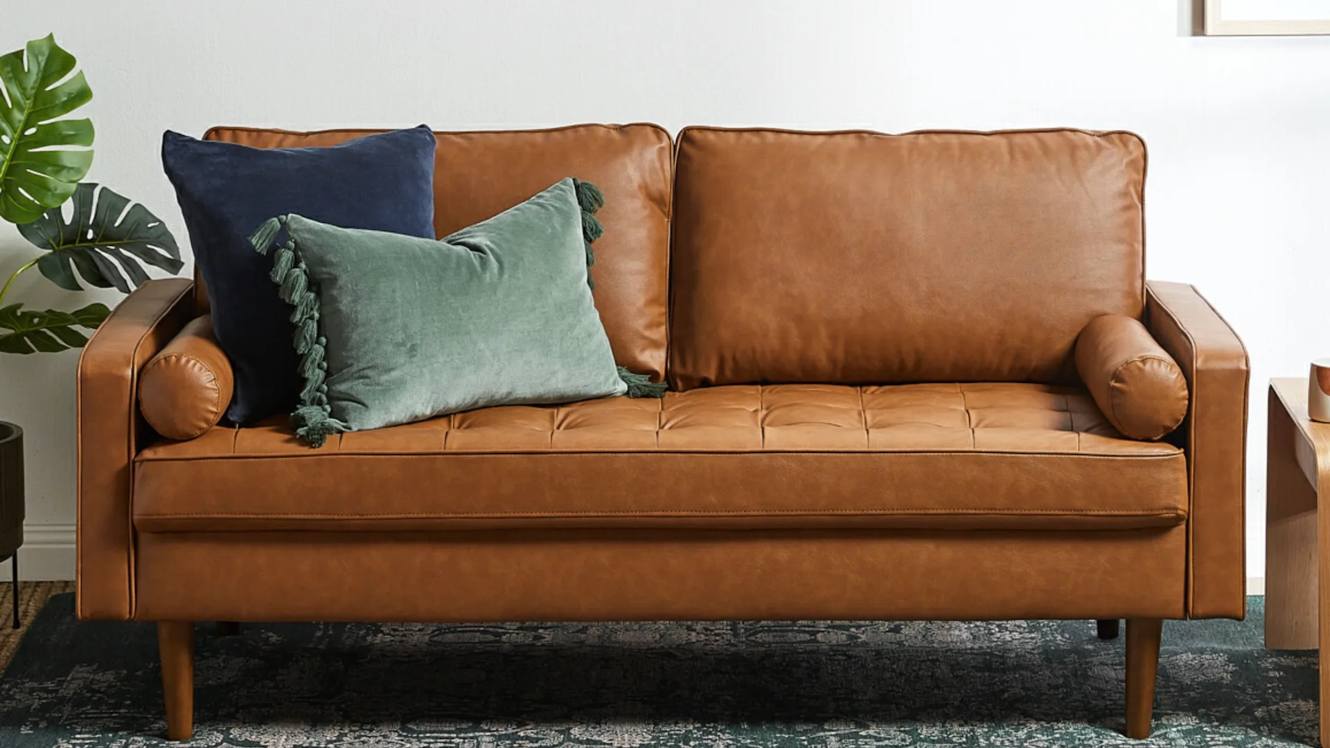 Temple & Webster's Tan Stockholm Faux Leather Sofa.