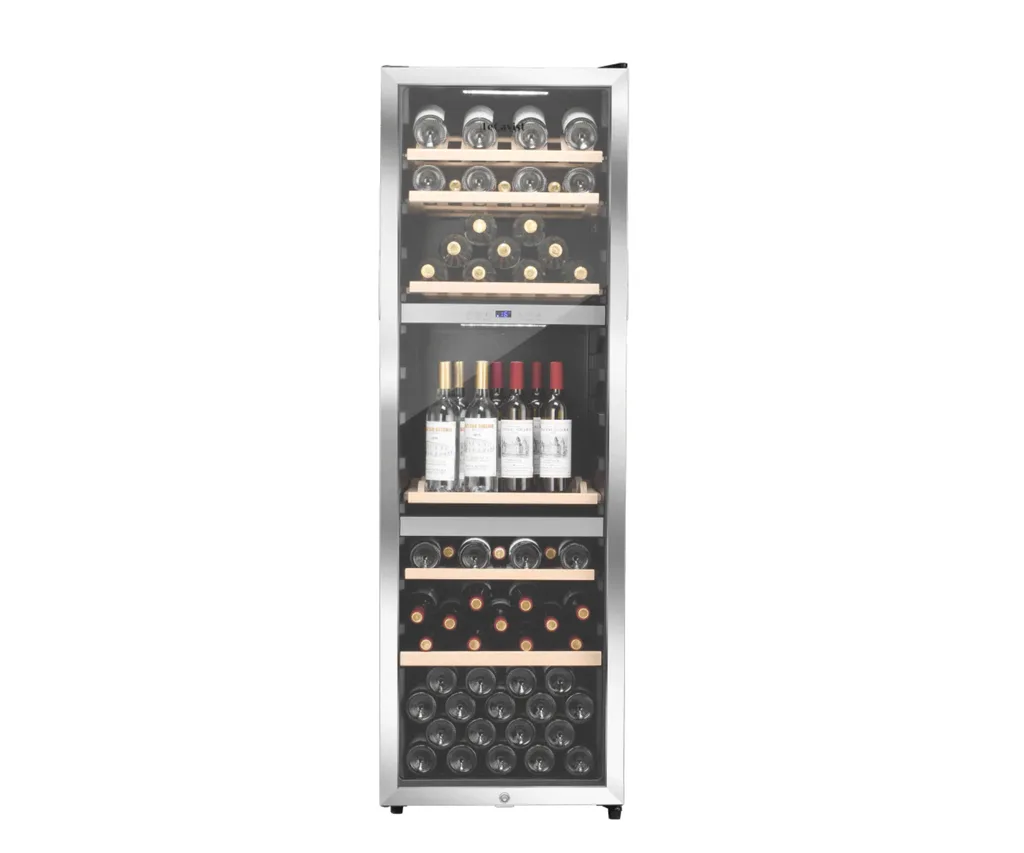 LECAVIST Wine Cabinet - 140 Bottle - Triple Zone - Freestanding Stainless Steel (LEK1403ZPVX)