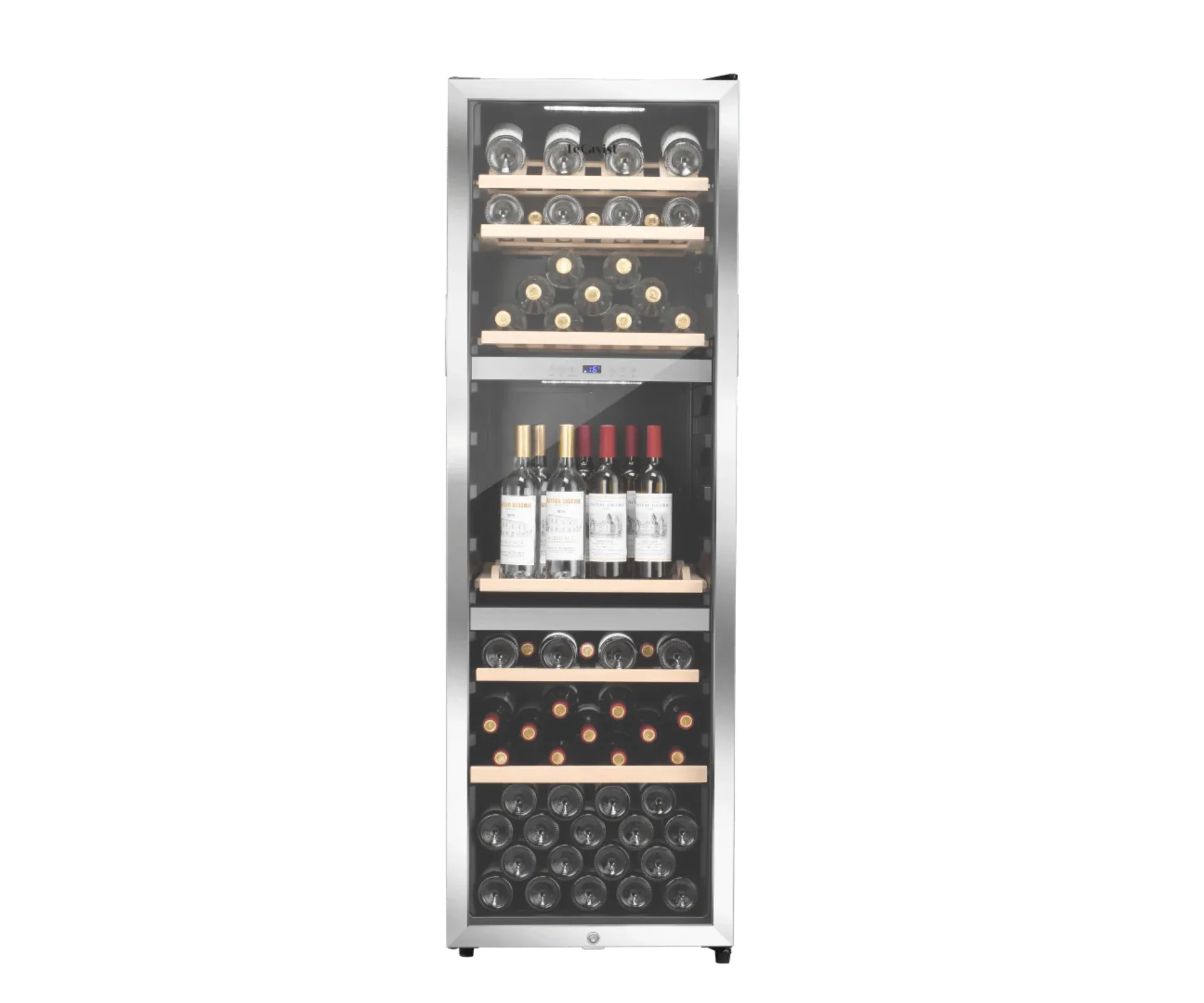 LECAVIST Wine Cabinet - 140 Bottle - Triple Zone - Freestanding Stainless Steel (LEK1403ZPVX)