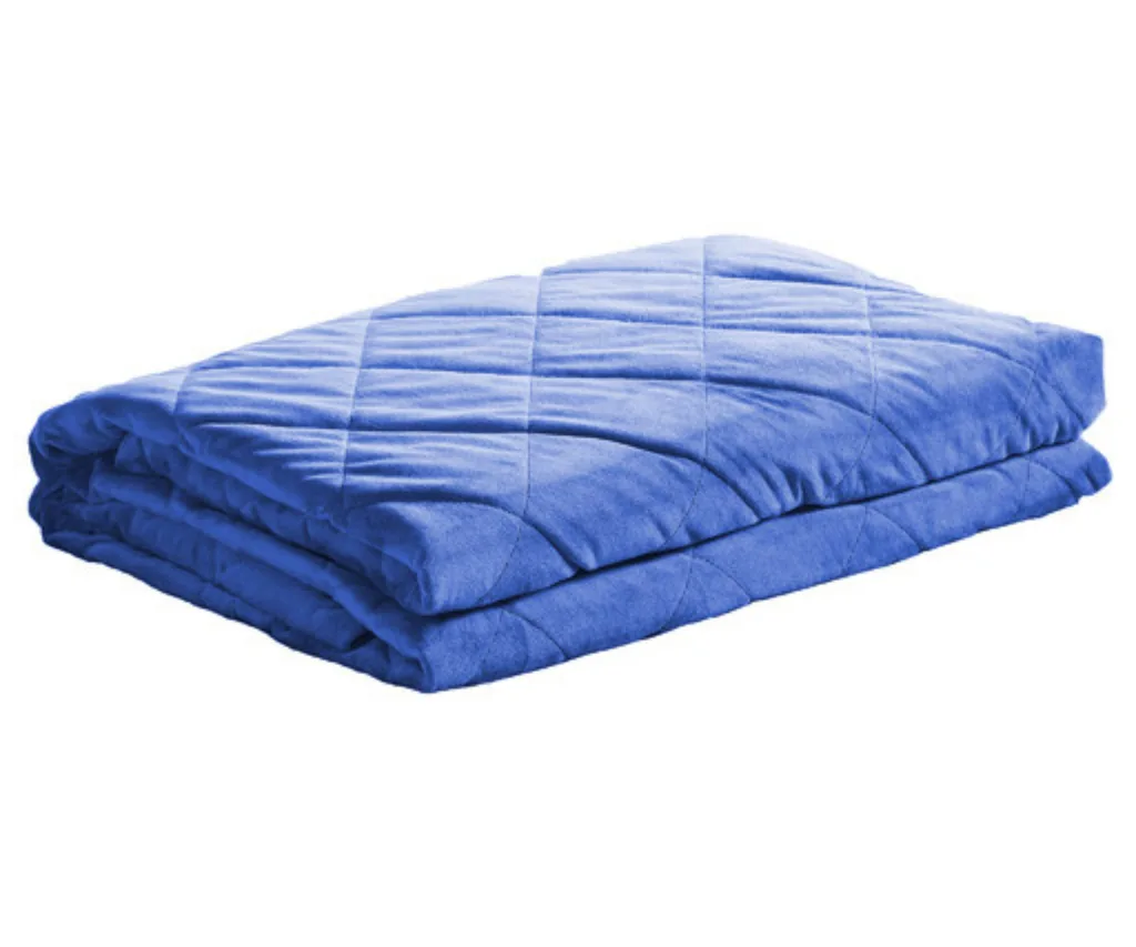 royal blue blanket with quilted design from oakleigh home