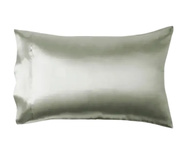 mulberry silk pillowcase in sage green colour shiny
