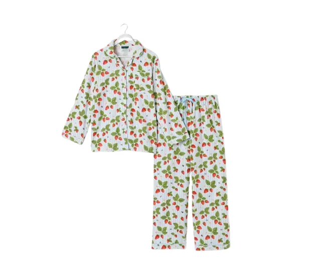 strawberry pattern on flannelette pajamas