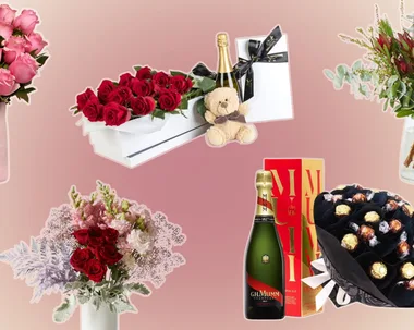 collage of valentines day flowers