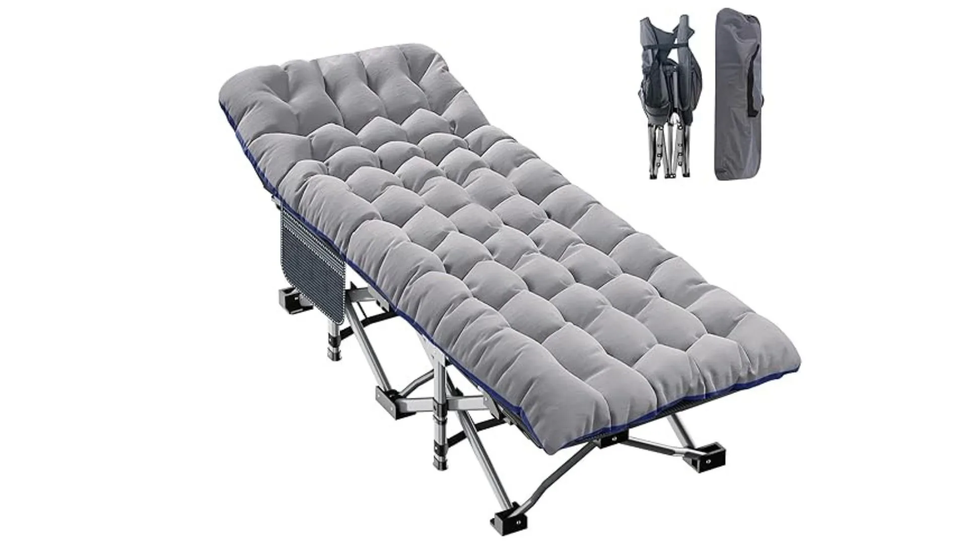 ABORON Oversized XXL Folding Camping Cot W/Mat for Adults