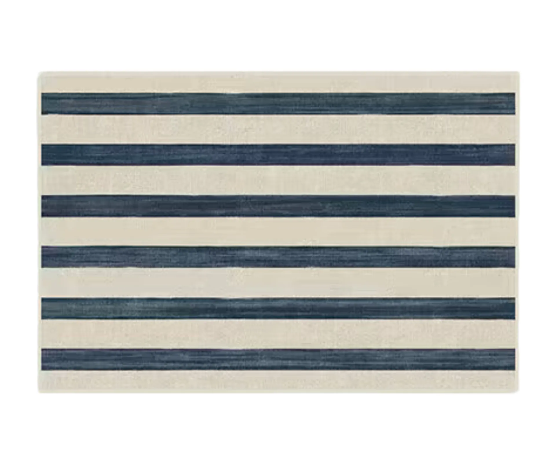 contemporary stripy navy and cream rug