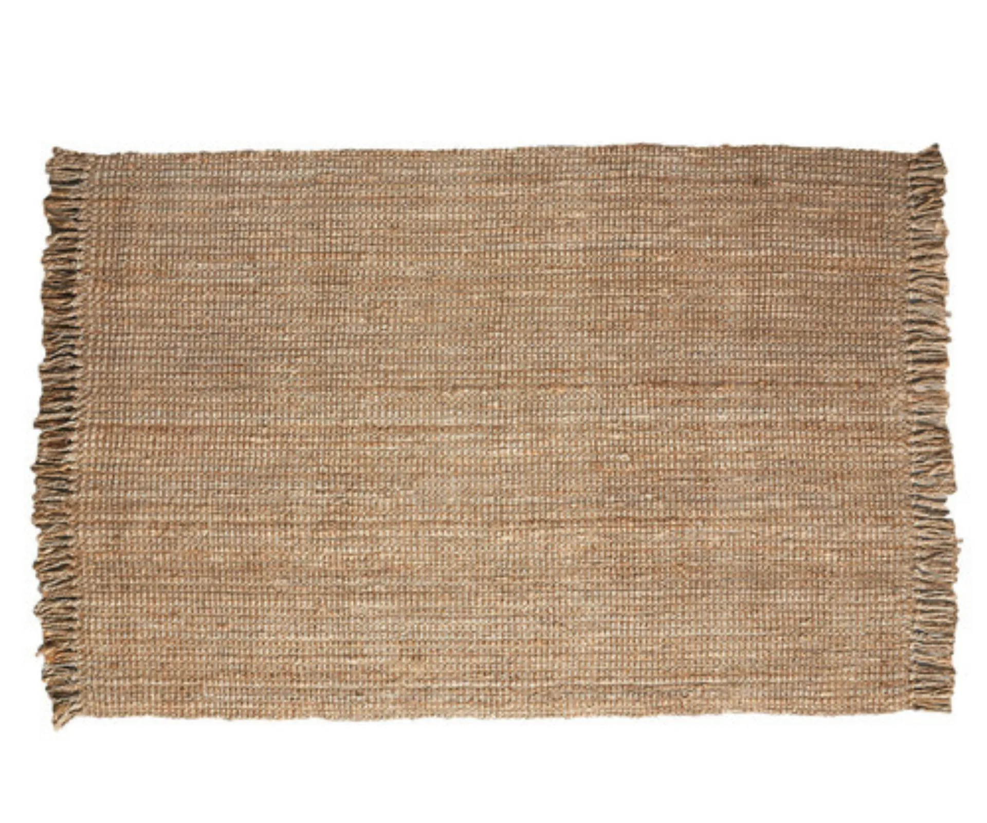 contemporary rug hand-braided with tasselled ends