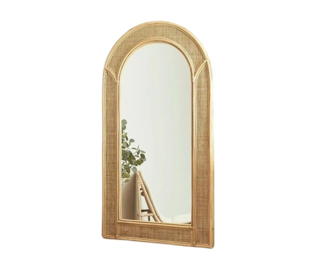 Cove Rattan Arch Mirror full length (180cm) in Natural.