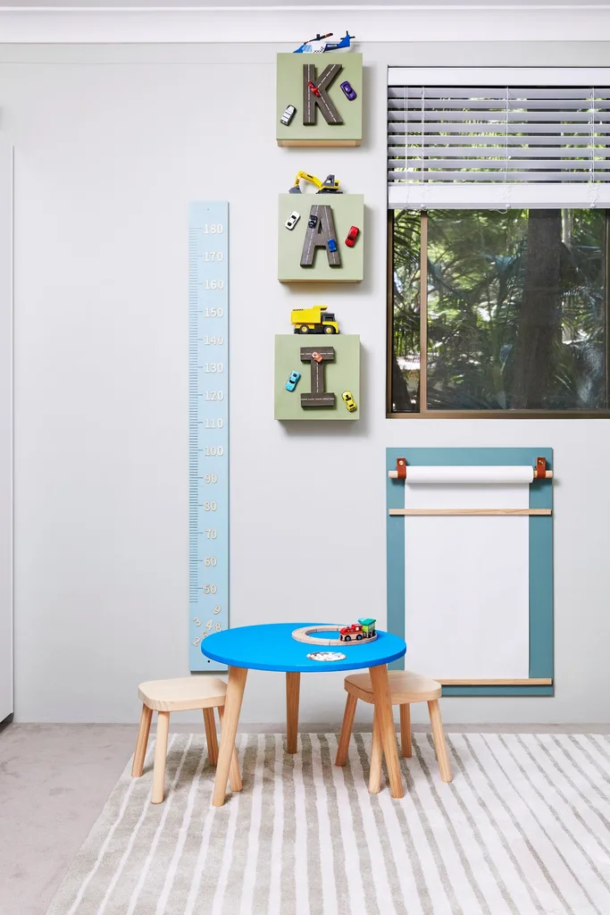 kids play area with chalkboard table