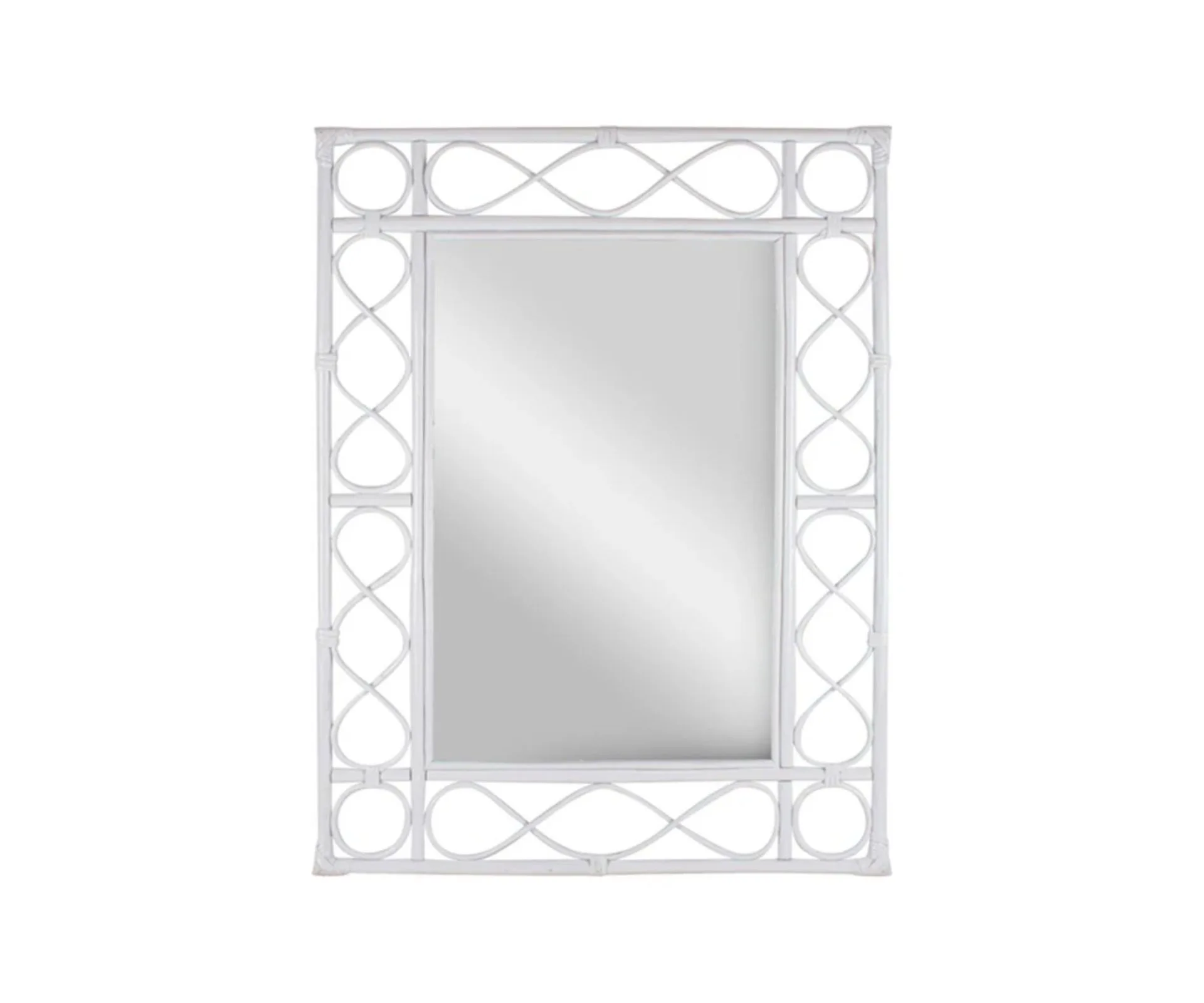 Maine & Crawford Beric 80cm Rattan Mirror Rectangle Wall Home Display White.
