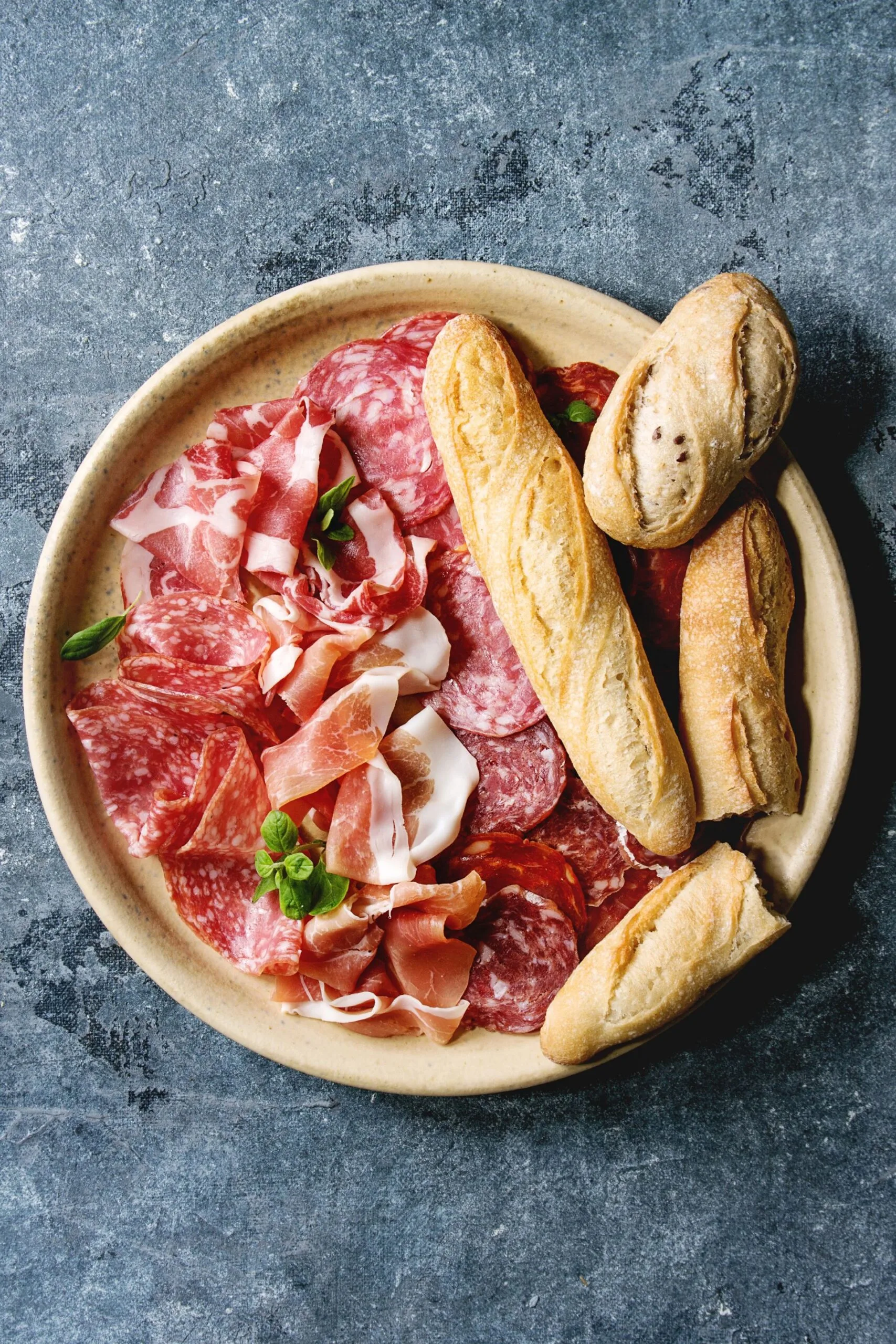 salami prosciutto and cold meats with bread