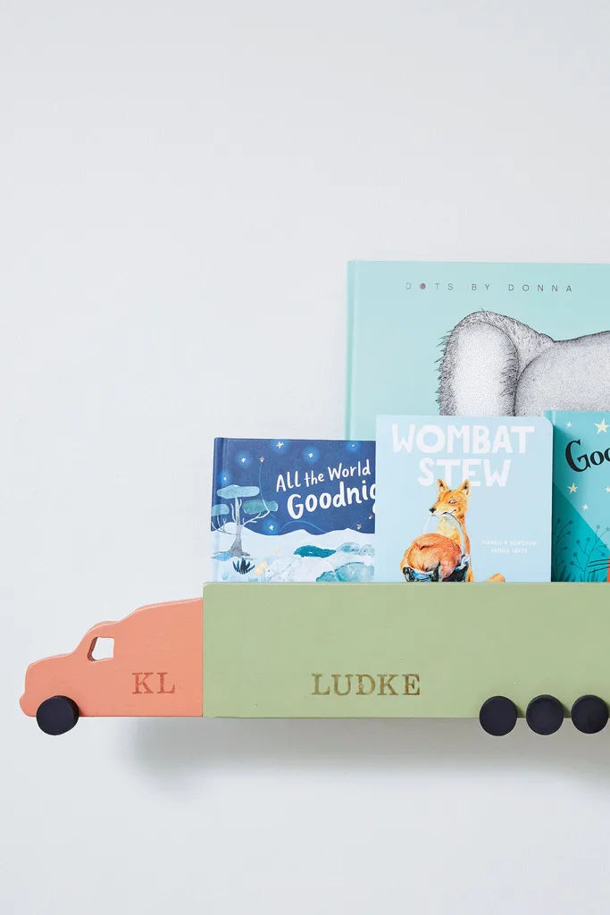 trick themed book shelf for kids