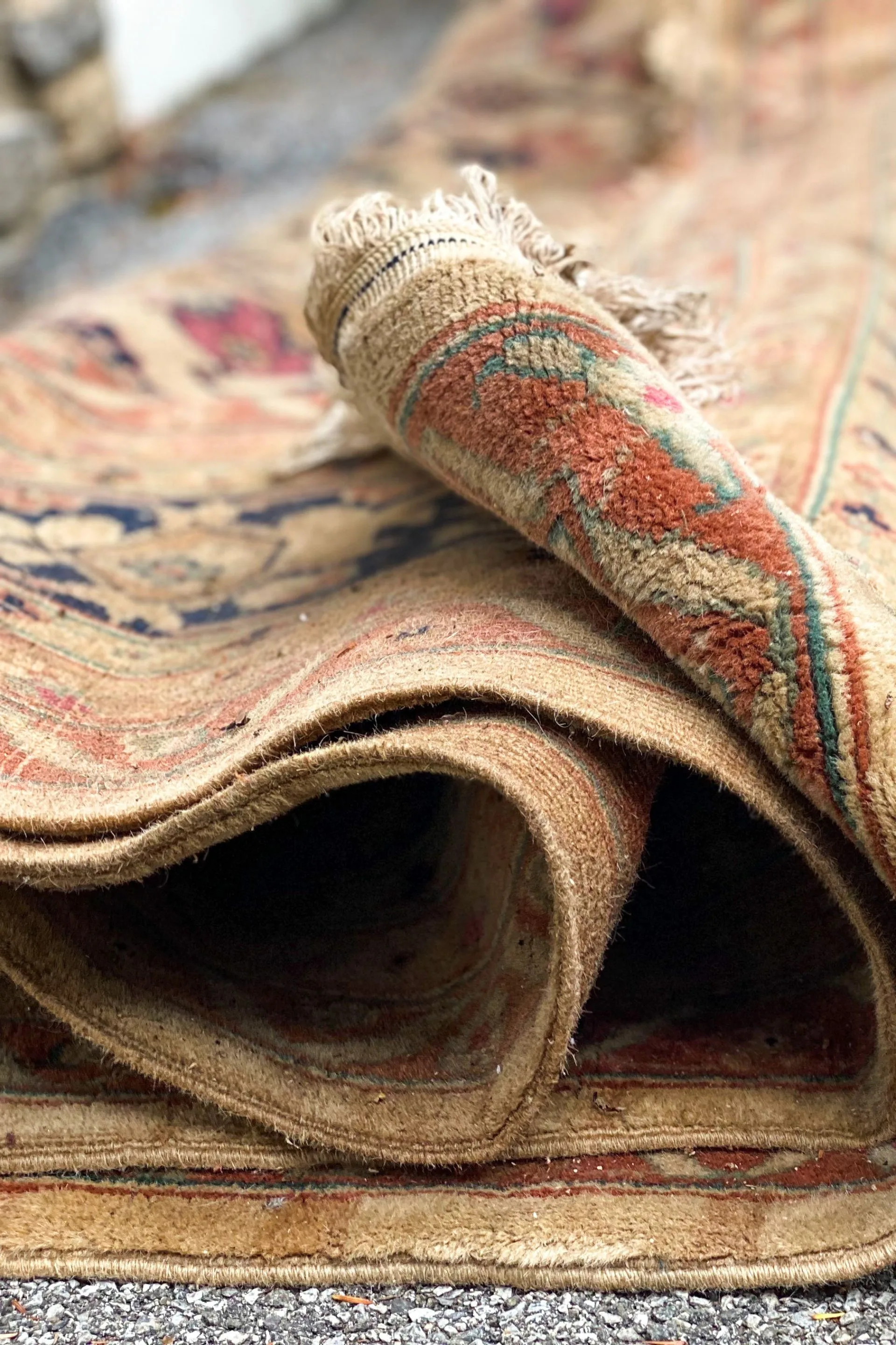 dirty folded rug