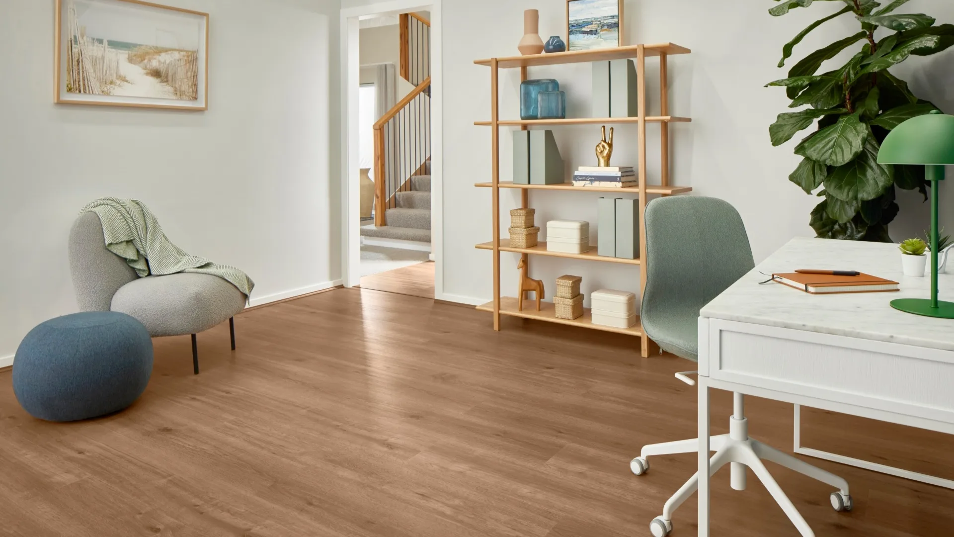 engineered flooring with work from home space